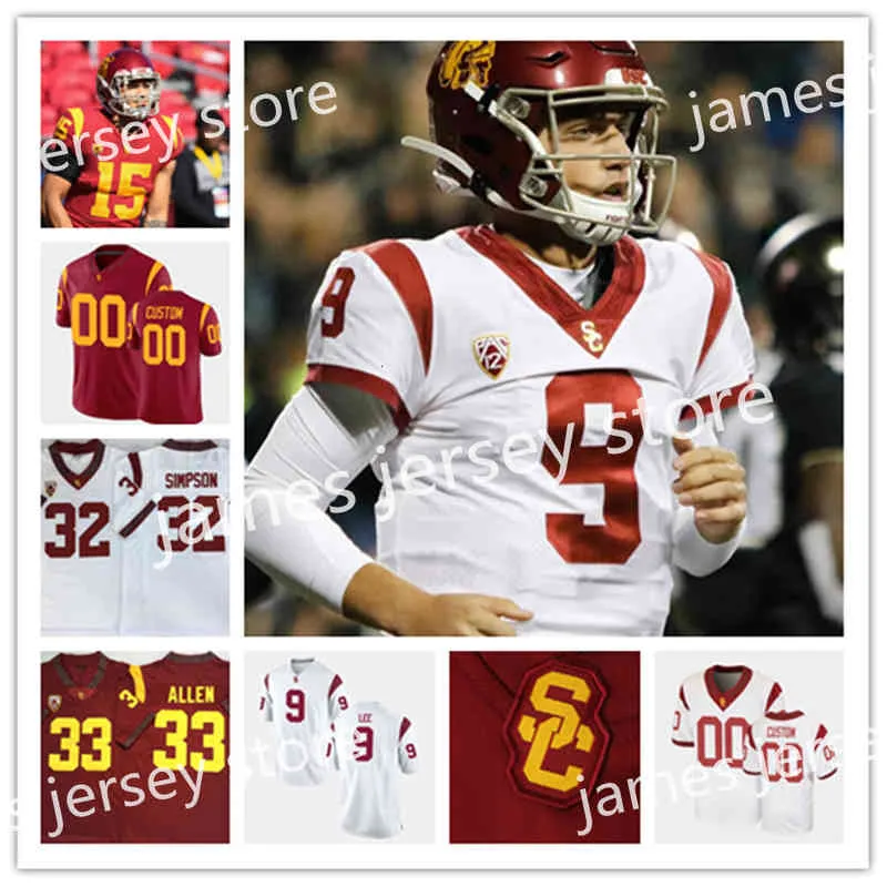 XFLSP كلية مخصص USC Trojans Football Jersey 15 Drake London 2 Jaxson Dart 6 VAVAE Malepeai 24 Ben Griffiths 2 Ceyair Wright 9 Raesjon Davis 4