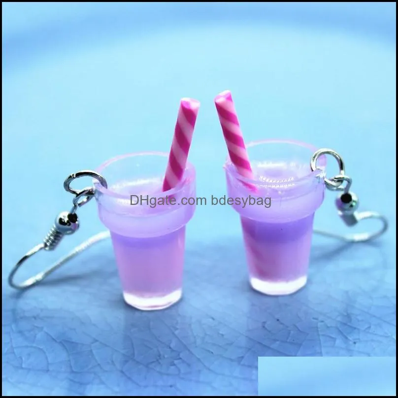 2020 new summer mini milk cup earrings fashion resin drink women`s jewelry funny creative gifts for friend