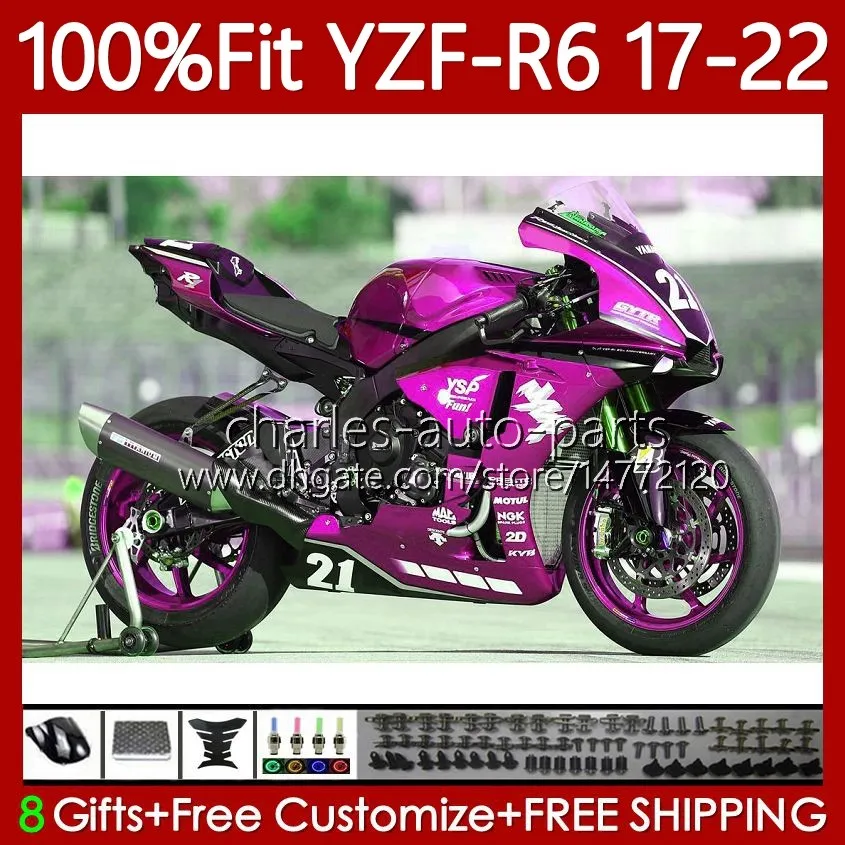 Corpo de injeção de OEM para Yamaha YZF-R6 YZF R6 R Candy Rosa 6 600 CC YZF-600 2017 2018 2019 20 21 21 119No.261 Bodywork YZF600 2017-2022 YZFR6 17 18 19 2020 2021 2022 Fearding