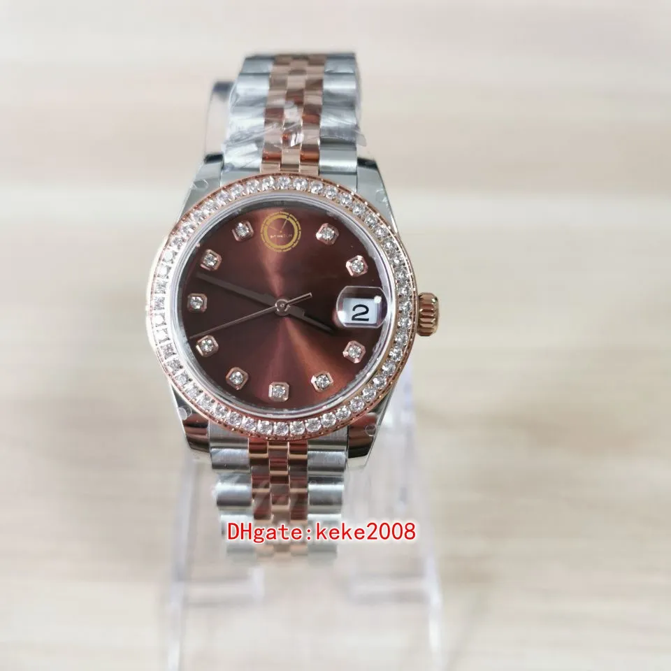 BPF senhoras relógios de pulso 278381RBR 278381 31mm marrom diamante discar dois tons 316L pulseira jubilee luminescent safira automática mecânica feminina relógios relógios