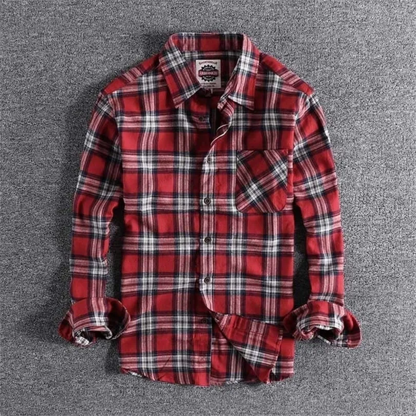 Ny ankomst British Fashion Youth Plaid Tops Autumn och Winter Men's Longsleved Blue Plus Size High Quality To Sale XL