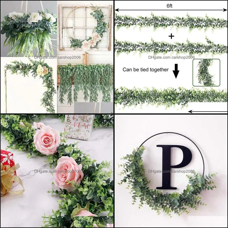 Decorative Flowers & Wreaths Artificial Eucalyptus Garland 6 Packs,Artificial Vines Faux Greenery Garland,for Wedding/Party/Arch