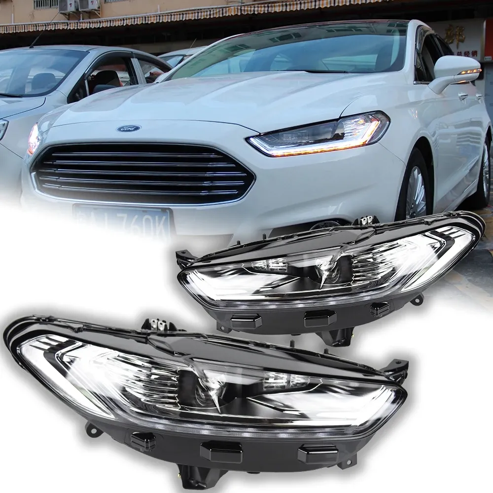 Estilo do carro para ford fusion farol 2013-20 16 mondeo led faróis de sinal de volta dinâmicos feixe alto luzes diurnas