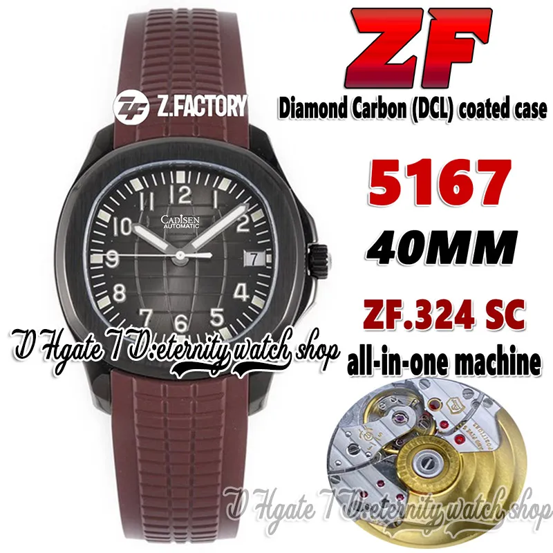 2022 ZF V3アップグレード5167 324SC ZF324オートマチックメンズウォッチ40mmブラックテクスチャダイヤモンドダイヤモンドカーボン（DCL）コーティングケースブラウンラバーストラップスーパーバージョンETERNITY WATH