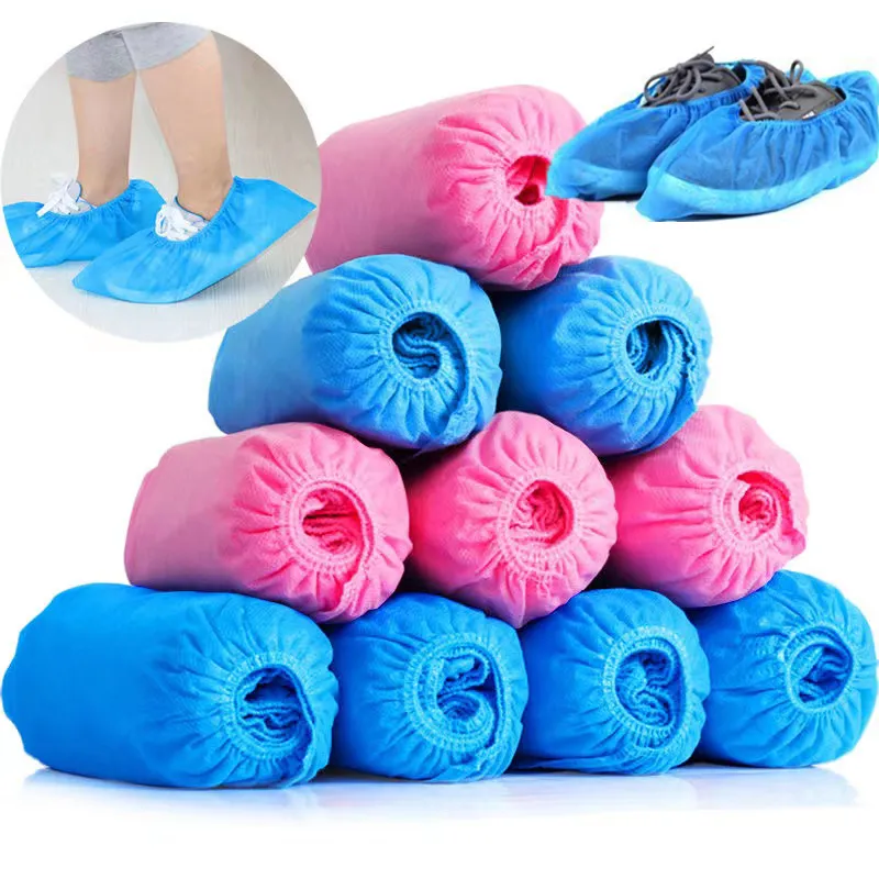 50pcs Disposable Shoe Covers Indoor Cleaning Floor Non-Woven Fabric Overshoes Boot Non-slip Odor-proof Galosh Prevent Wet Shoes