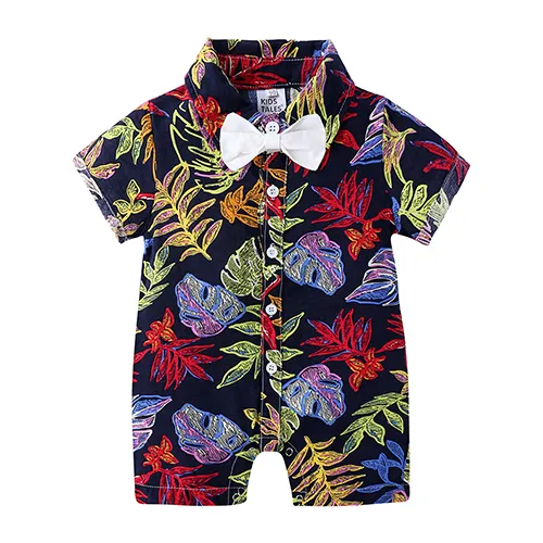 Baby pojkar kläder spädbarn pajamas romper för spädbarn bodysuit kort ärm gentleman jumpsuit småbarn overall playsuits nyfödda