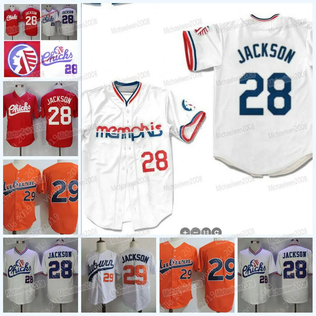 1986 Retro Memphis Chicks Bo Jackson Jersey America All Stitched Vit Röd Orange S-3XL Hög kvalitet