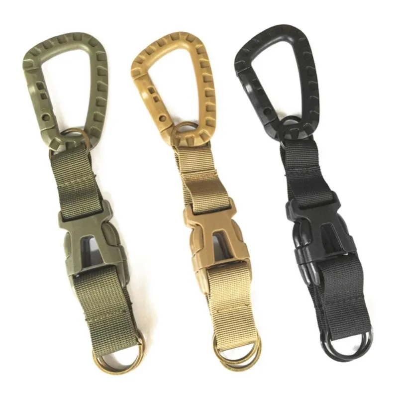 Cordos, estilinistas e correias esportivas ao ar livre Metal Nylon Carabiners Keychain Molle Hunting Hunting Especial Durável Cinturão de Correia Gancho1