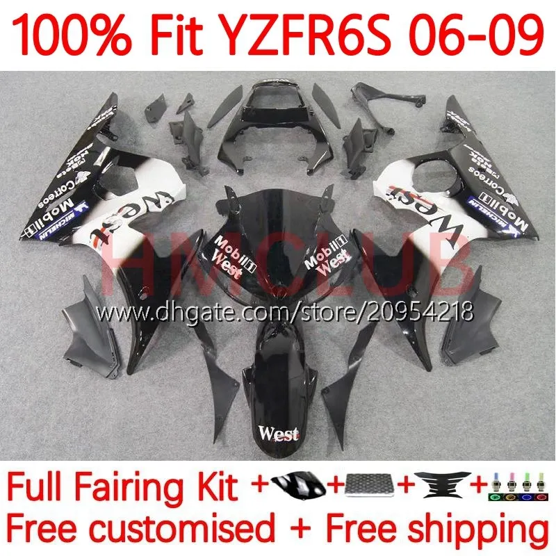 ヤマハYZF-R6S YZF600 YZF R6 S 600 CC 06-09ボディワーク10NO27 YZF R6S 600CC YZFR6S 06 07 08 09 YZF-600 2006 2008 2008 2009 OEM Fairing Kit Black West