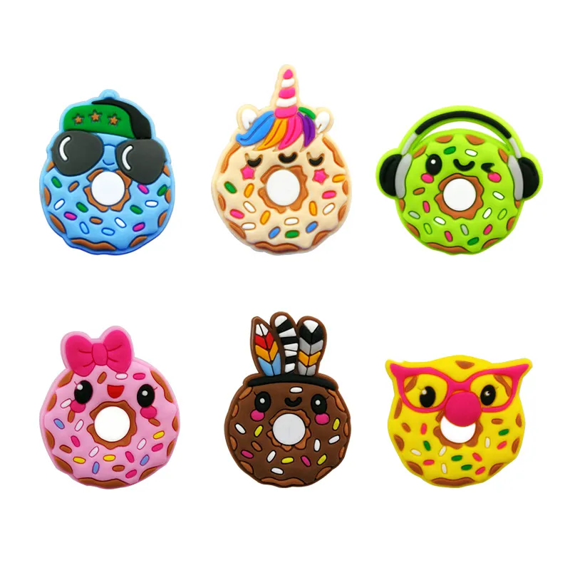 doughnut donuts Croc charms Fashion Love Shoe Accessories For Decorations Charms pvc soft Shoes Charm Ornaments Buckles as party gift