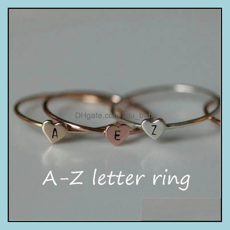 letter rings silver band ring hot sale heart finger rings for women girl party gift fashion jewelry wholesale free shipping 0010rx