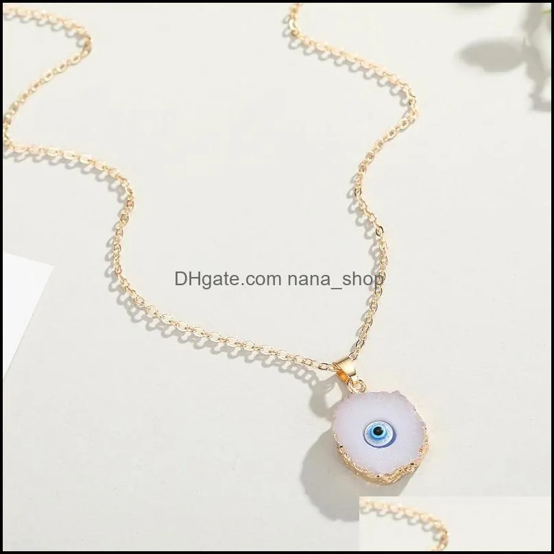 Fashion Round Heart Eye druzy drusy necklace gold plated Geometry faux natural stone resin necklaces for women jewelry