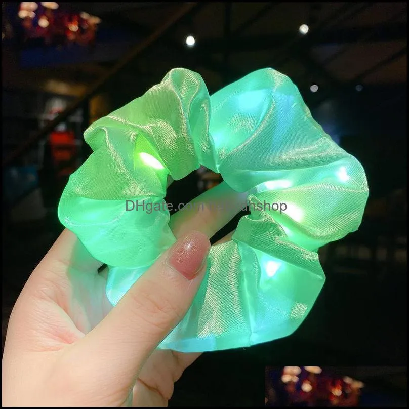 LED Hair Scrunchies Light Up hairrope LED Light Luminous Elastic hair Scrunchies for Women Girls Halloween Christmas Party