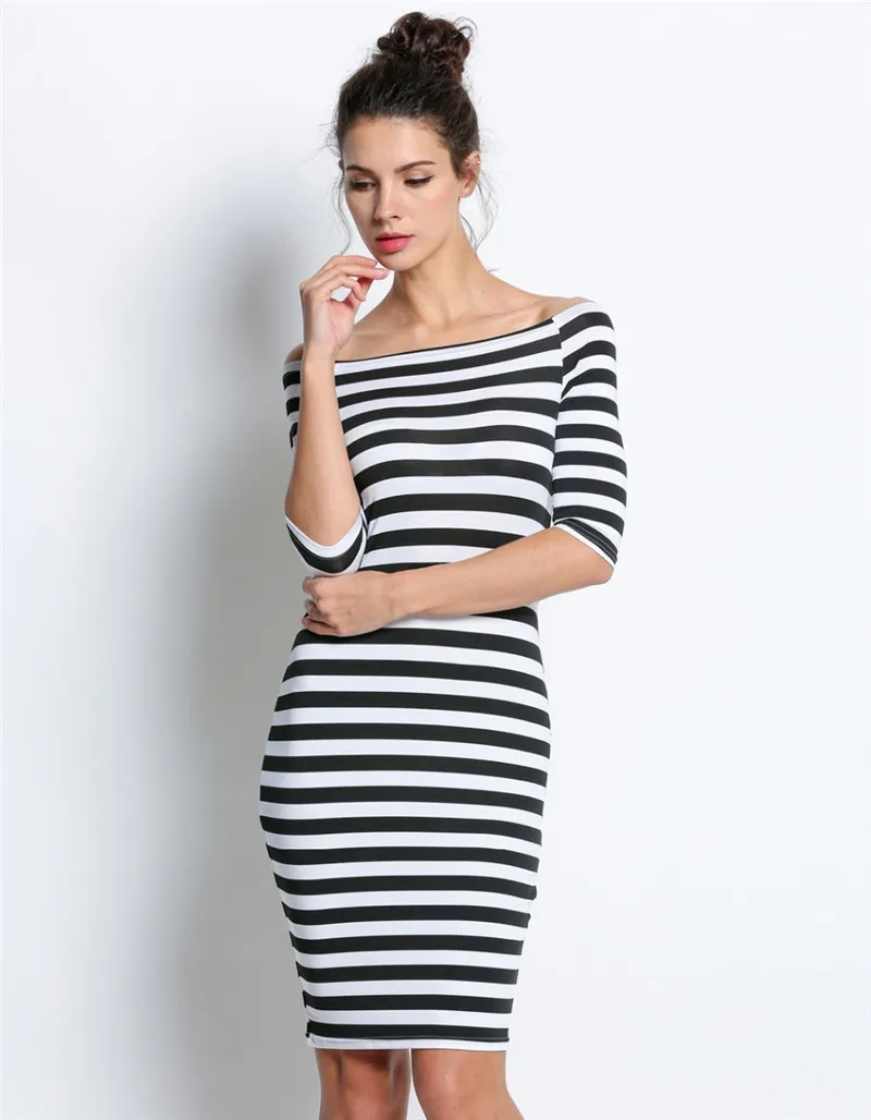 blue dress for baby girl Buy Black & White Stripe Rib Bodycon Dress Online at Best Price