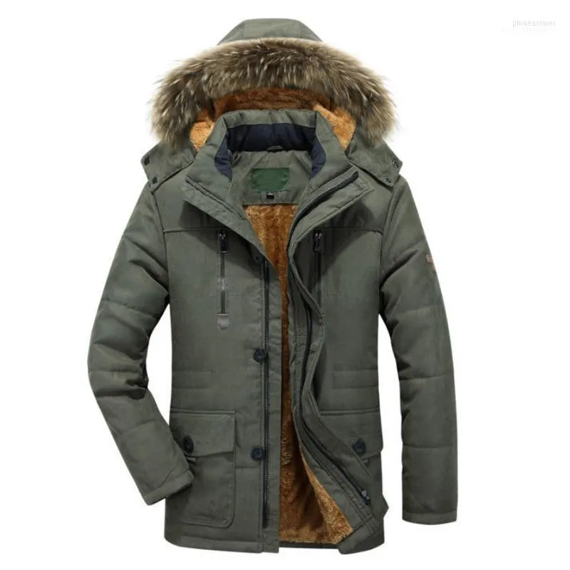 남자 다운 파카 겨울 파카 코튼 재킷 두껍게 따뜻한 아웃웨어 바람 방전 모피 후드 칼라 코트 남자 6xl 옷 아브리고 hombre phin2