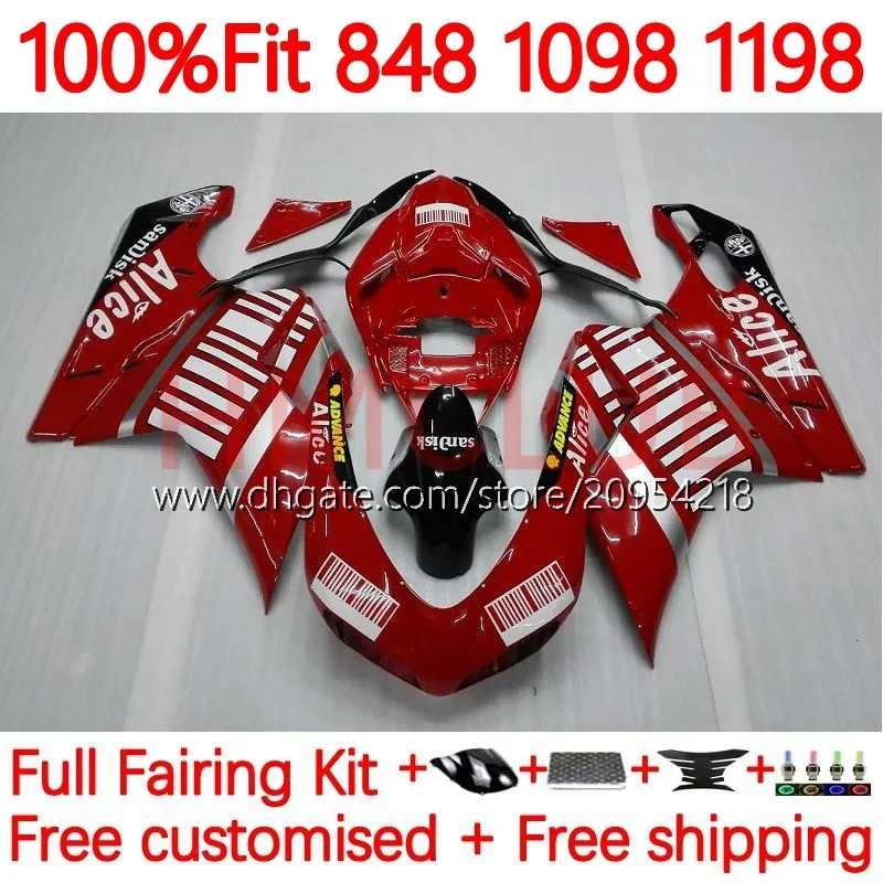 Ducati 848 1098 1198 S R 848R 1198R gövdeli 163no.12 848S 1098S 2007 2008 2009 2012 2011 2012 1098r 1198s 07 08 09 10 11 12 OEM Vücut Fstock Kırmızı