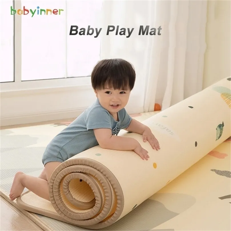 Babyinner Baby Play Mat 15cm Thickness Double-Side Game Mats Foam Carpets Kids Puzzle Game Mat Eco-friendly EPE Carpet 210402