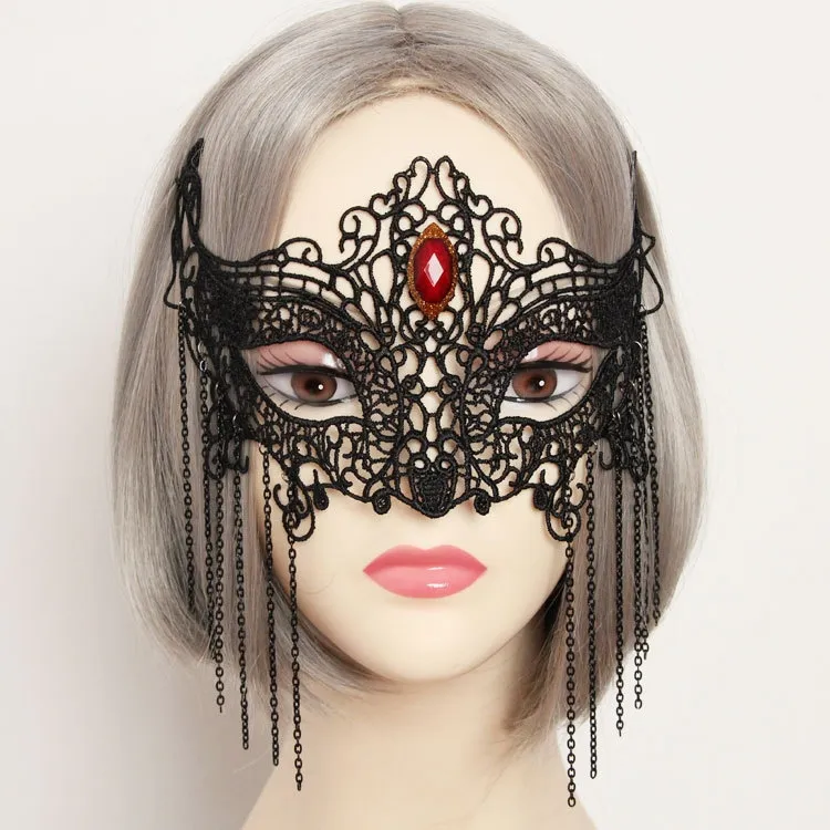 Maski na przyjęcie weselne 2022 Lady Rhinestones Hoco Prom Dance Black Fox Half Face Masquerade Women Bachelorette Druhny Prezenty Lace Eye Halloween noc 22*11cm