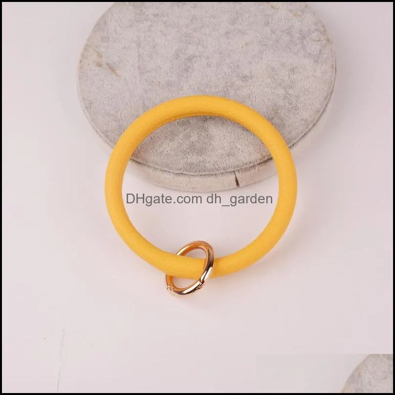 2019 New Fashion PU Leather O Key Chain Custom Circle Wristlet Printing Keychain Wholesale For Women Girls 9 Colors Jewelry