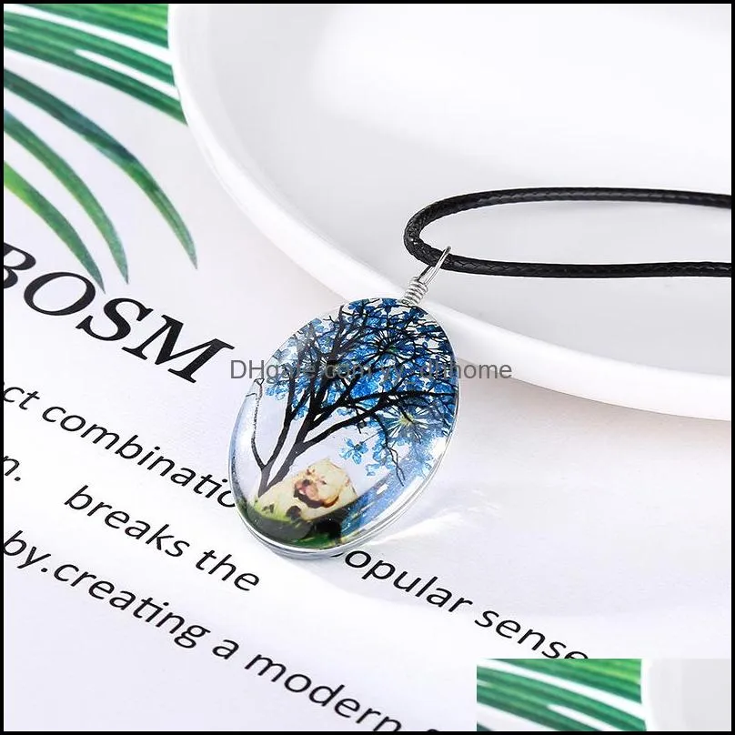 wish necklace necklaces hot sale dried flowers life tree crystal pendants silver chain necklaces for women girl jewelry wholesale