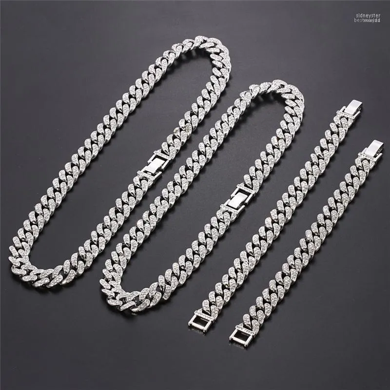 Chokers 13mm silverfärg Miami Curb Cuban Chain Halsband Män kvinnor Hip Hop Jewelry Bling Rapper Unisex Grunge Sidn22