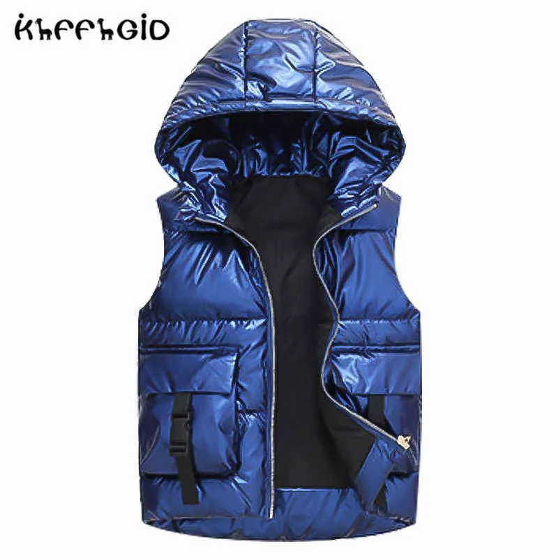 2021 New Childrens Down Jacket Vest High School Childrens Silver Men과 Womendeed Hooded Vest Winter Warm Vest J220718