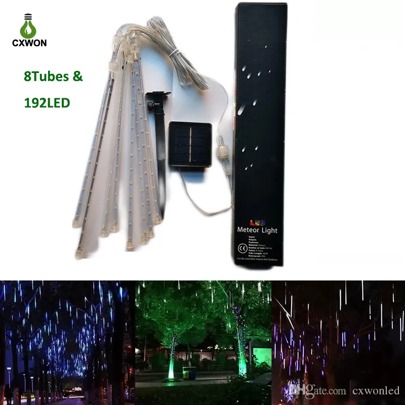 30/50/80 cm Lluvia de meteoritos solares Tubo de lluvia Luces de cadena de Navidad Fiesta de bodas Jardín Iluminación de vacaciones al aire libre