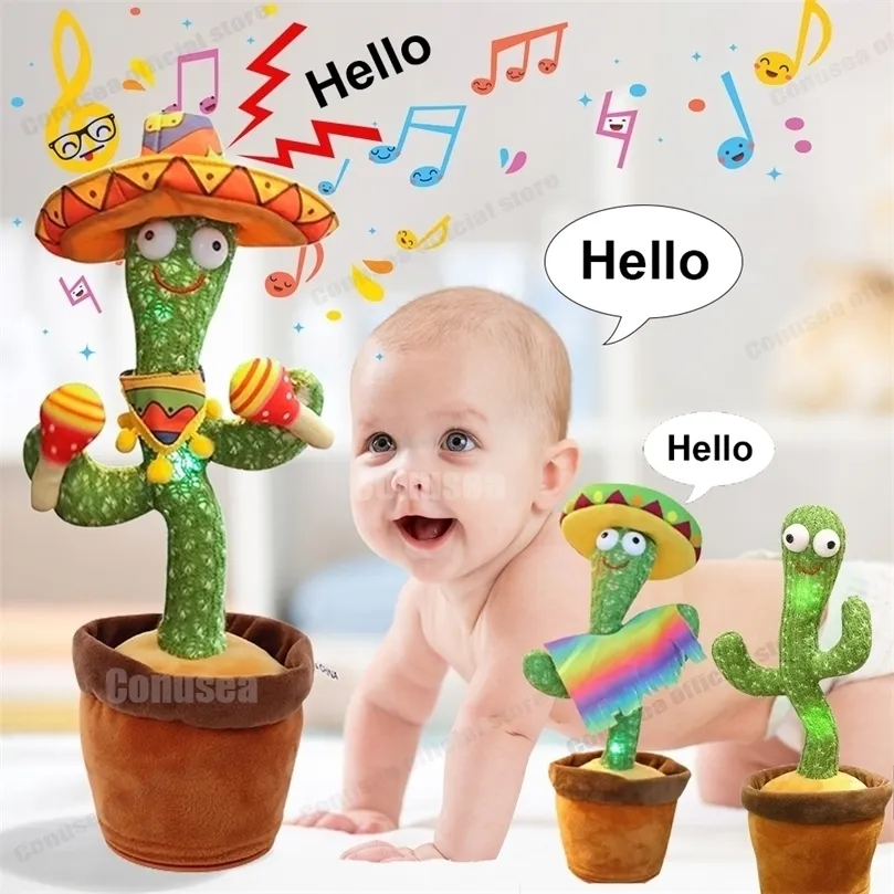 Dans Kaktüs 120 Şarkı Konuşmacı Talking Voice tekrar Peluş Şarkı Singing Dancer Toy Talk Plushie Doldurulmuş Kawaii Toys Baby 220707