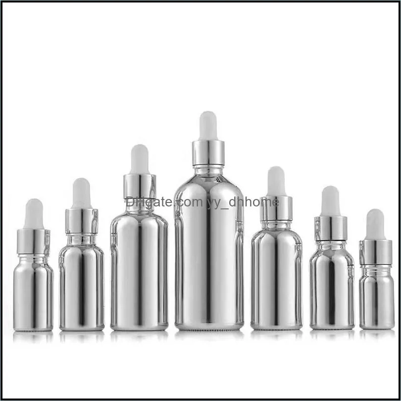 Gold/Silver Coated Glass Essential Oil Perfume Bottles Liquid Reagent Pipette Dropper Bottle 5ml 10ml 15ml 20ml 30ml 50ml 100ml