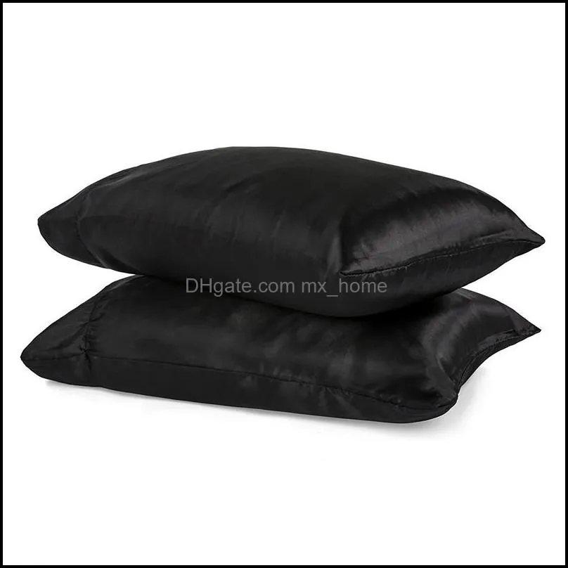100% polyester satin pillowcase simple style simulated silk solid color pillowcase soft shiny extra smooth comfortable single vt1421
