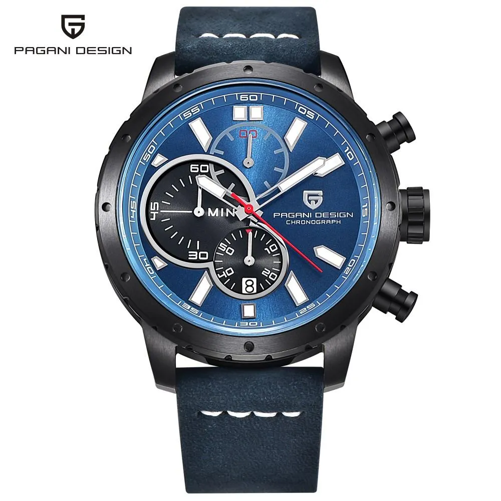 시계 남성 진정한 6핀 크로노그래프 스포츠 시계 브랜드 PAGANI DESIGN 럭셔리 쿼츠 시계 Reloj Hombre Relogio Masculino