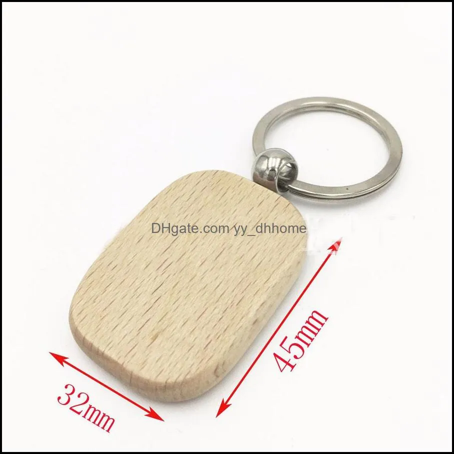 blank wood key chain holders round square rectangle shape personalized edc wooden keychains diy craft keyrings gift free dhl