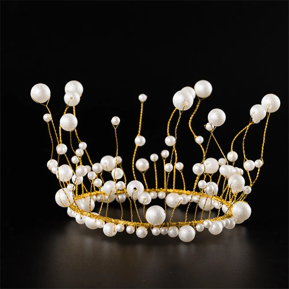 Wholesale Party Decoration Crown Cake Topper Birthday Pearl Tiara Wedding Baby Shower KD