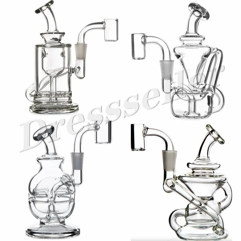 Mini Recycler Bong in vetro Narghilè portatile Bubbler Piccoli impianti petroliferi Tubi d'acqua Dabber Fumo Shisha Perc Accessori per fumatori