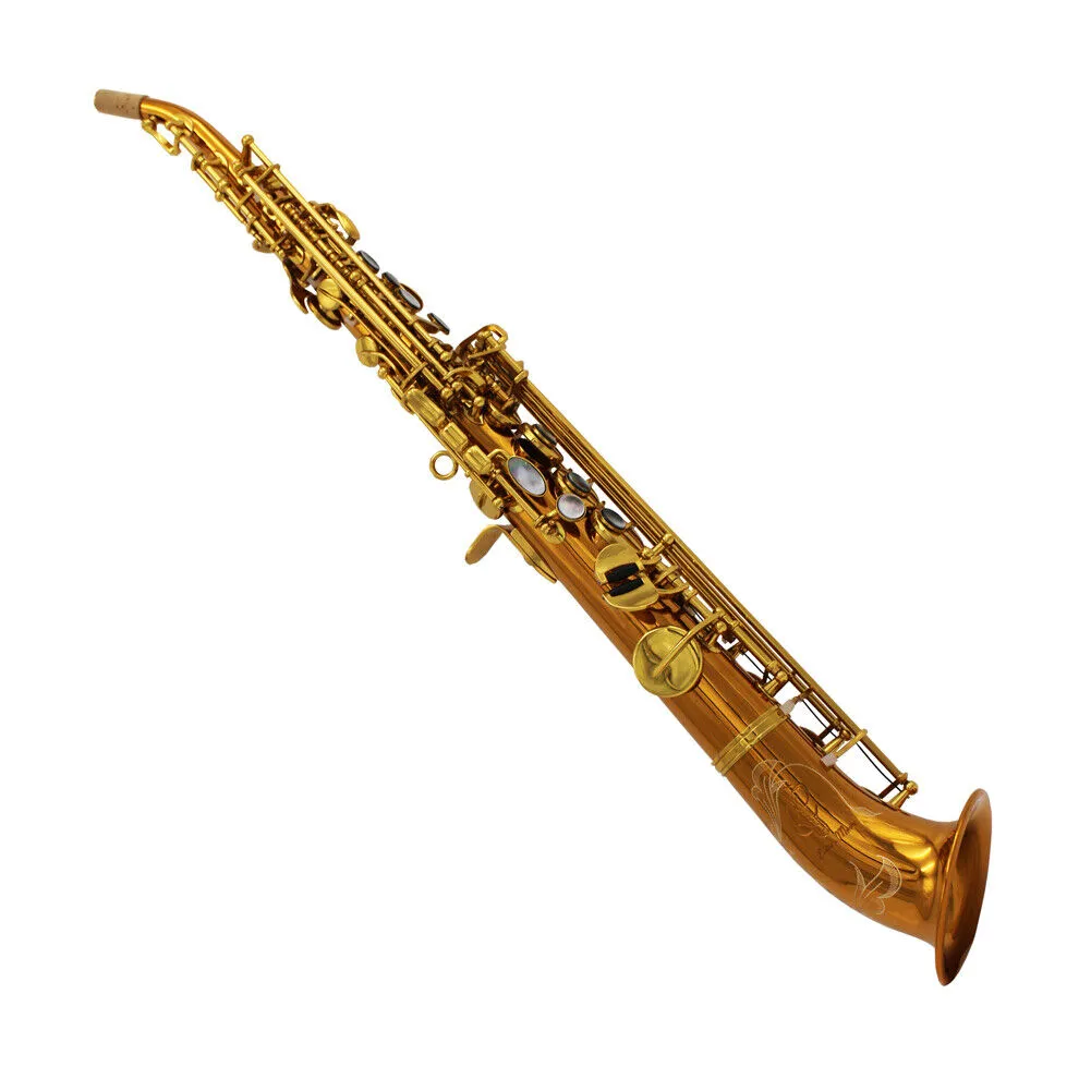 DHgate Professional Neck Built in Copper Curved Bell Straight Soprano Saxophone Saxello 00 Musical Instruments