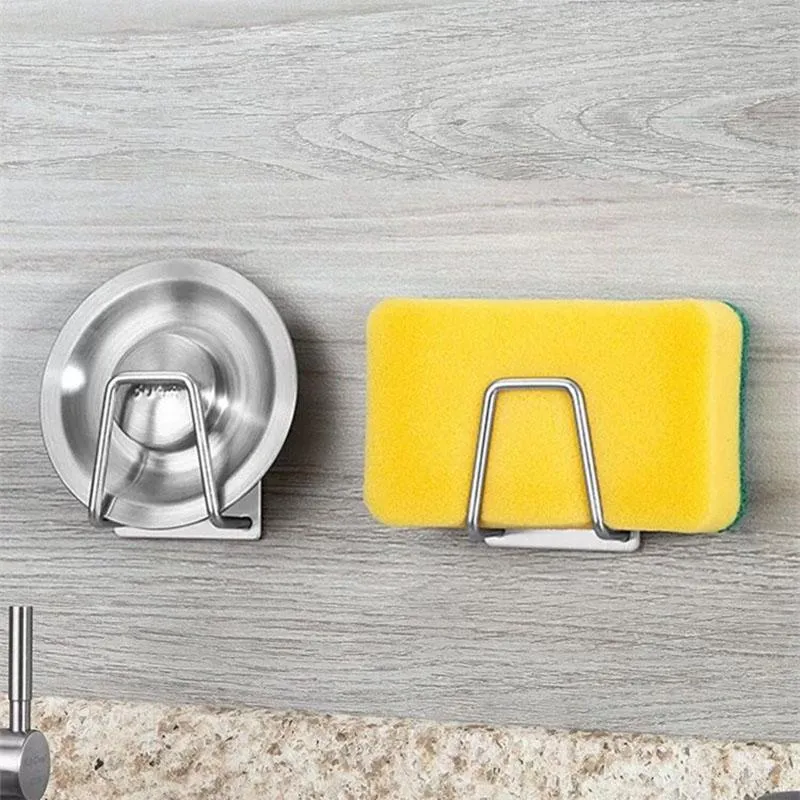 Kitchen Towel Hooks Stainless Steel Sink Sponge Holder Self Adhesive Drain Drying Rack Kitchen Wall Hook Sinks Shelf Storage Organizer ZL055