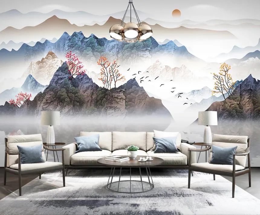 New Chinese Ink Landscape 3D Wallpaper Mural Living Room Bedroom children's room Background home improvement A painting for the wall murals wallpapers