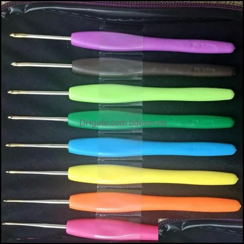 Fashion 16 pcs Aluminum Set Multi-Color Crochet Hooks Needles Knit Weave Craft Yarn For Home Sewing Felting Needles