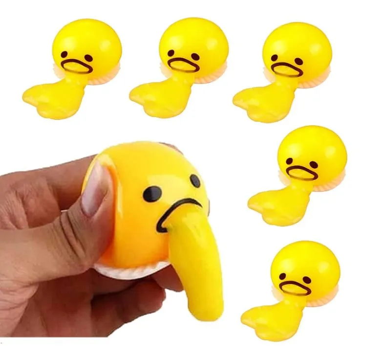 Yellow Smiley Face Squishy Balls Toy With Vomiting Egg And Yolk