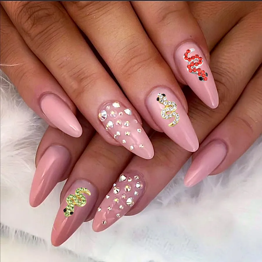 Nail Art Decorations 3D Spray Paint Colorful Simple Small Cute Snake  Exquisite Wave Alloy Rhinestones Manicure Ornaments From Caohai, $27.43 |  DHgate.Com