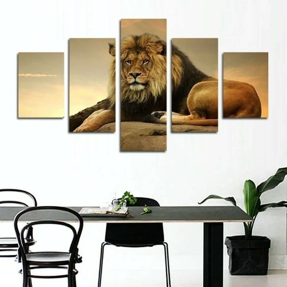 5 Piece Animal Poster Modular Canvas Pictures Print  Frameless Wall Art Canvas Paintings Wall Decorations for Living Room (2)