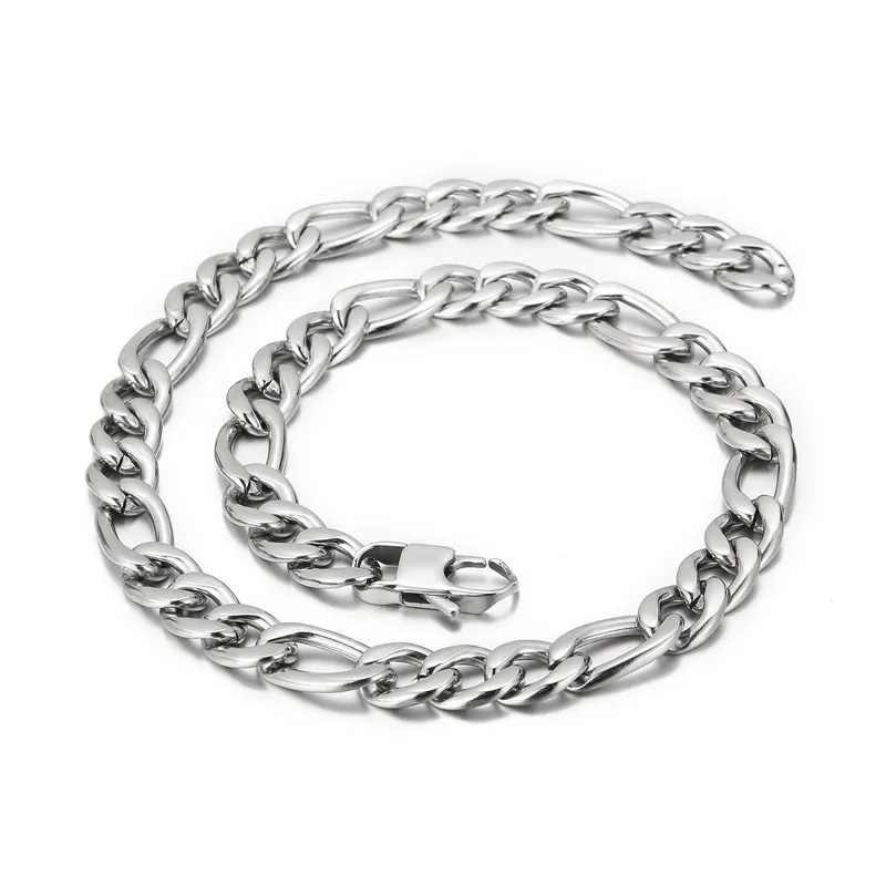 Huge 11mm 18-24 Inch Stainless Steel Silver/ Gold NK Curb Figaro Chain Necklace Link Men Women Hip-hop Jewelry