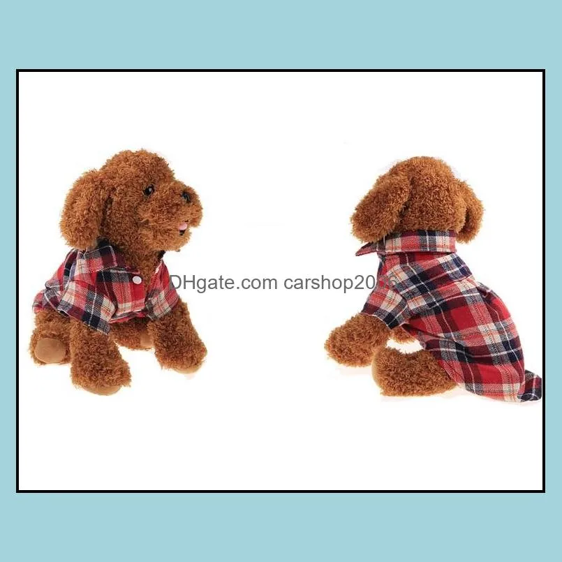 Pet Fashion Series Dog Summer clothes Casual Plaid Shirts 100% Cotton dog costumes 5 sizes 3 colors free shipping