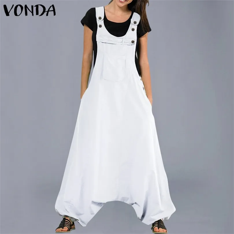 VONDA Plus Size Cotton Linen Jumpsuit Womens With Harem Pants And