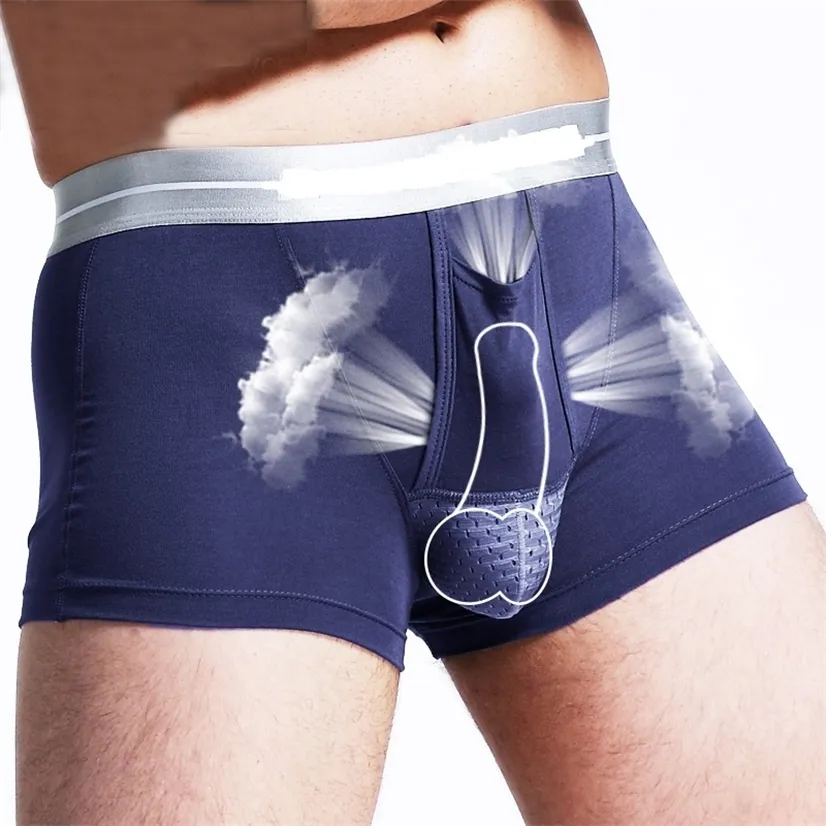 JOCKMAIL Fashion Men's Bullets Separated Underwear Scrotum Sac Bag Sexy Boxer Modal U Convex Separation For Men 220420