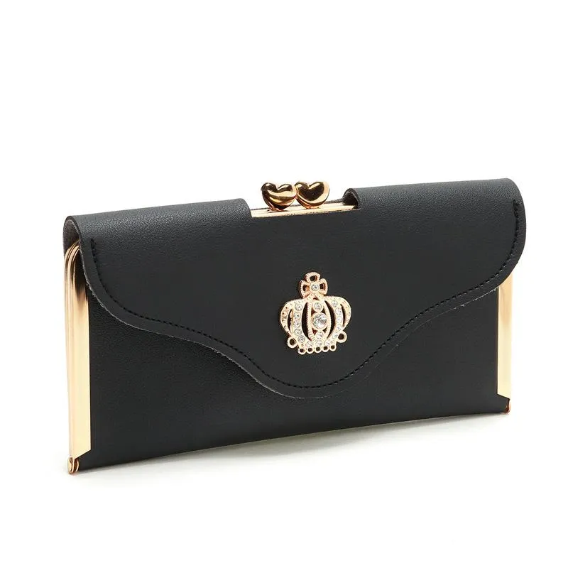 Portafogli Crown Style Donna Hasp Lady Moneybags Portamonete con cerniera Portafoglio donna Busta Porta carte di denaro Porta documenti Portamonete Portafogli