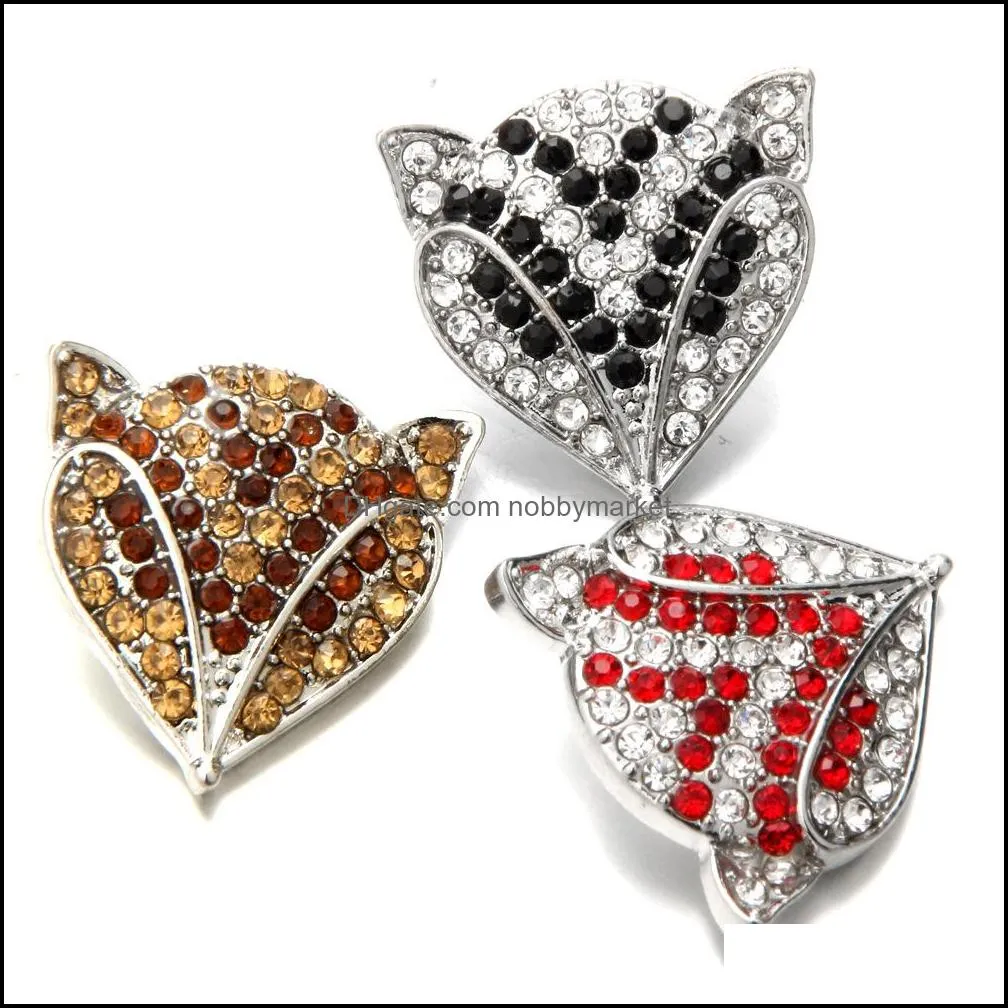 Snap Button Smycken Komponent Rhinestone Animal Head 18mm Metal Snaps Knappar Fit Armband Bangle Noosa N0054 Drop Leverans 2021 Andra Findi