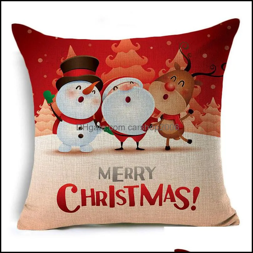 new pillow case santa claus christmas tree snowman elk pillow case cotton linen pillowcase home sofa car decor 45*45cm wq285