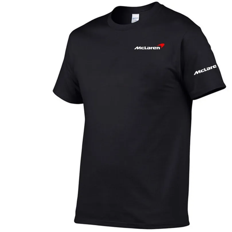 여름 남자 Tshirt McLaren 여름 유니폼 성격 인쇄 100%면 셔츠 승무원 목자 Tshirt 패션 트렌드 레이싱 스타일 220608