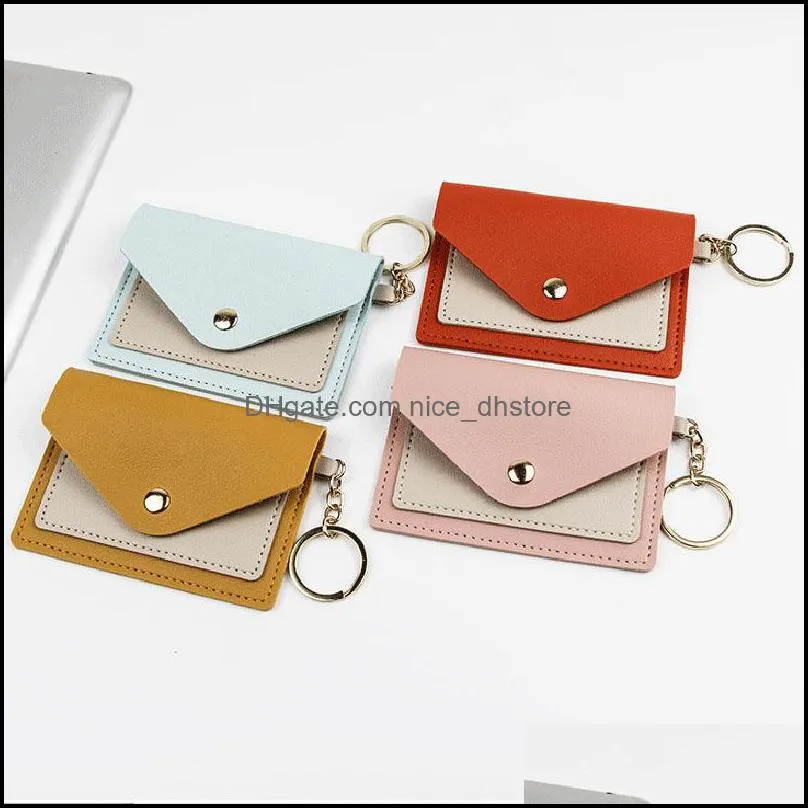 unisex key pouch fashion leather purse keyrings mini wallets coin credit card holder 7 colors